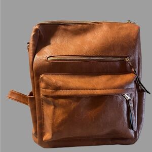 Brand New Brown Leather Backpack Purse